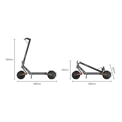 Electric Scooter Xiaomi 4 Ultra features a sleek design, measuring 1260mm in height and 1200mm in length. It folds to 535mm and 545mm for easy storage.