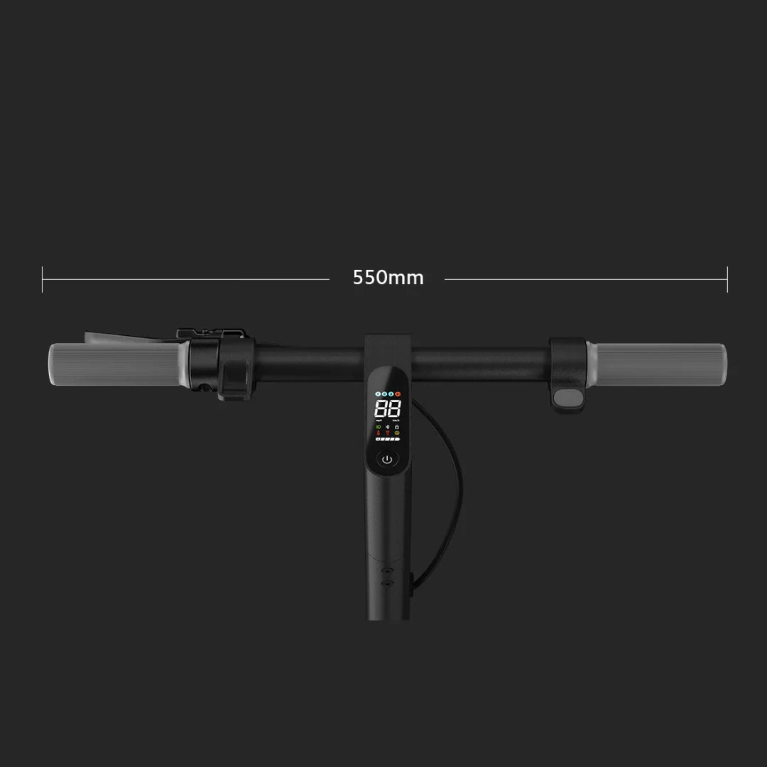 Električni romobil Xiaomi 4 ULTRA – pogled na upravljač odozgo s dimenzijom širine