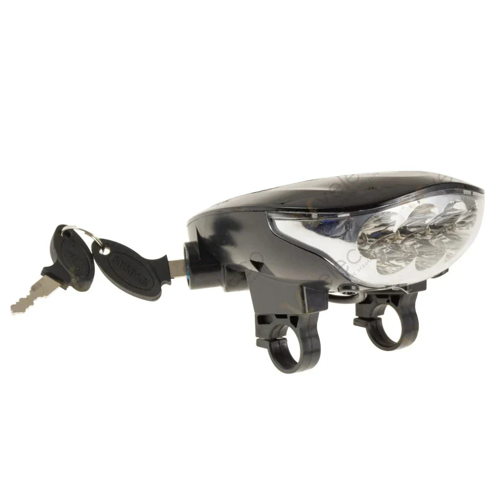 Headlight with Ignition Key Switch for Veleco ZT16 – front three-quarter view with keys