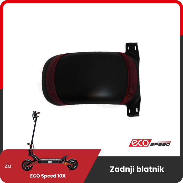 Rear Fender for ECO Speed 10X – black rear fender with red lights