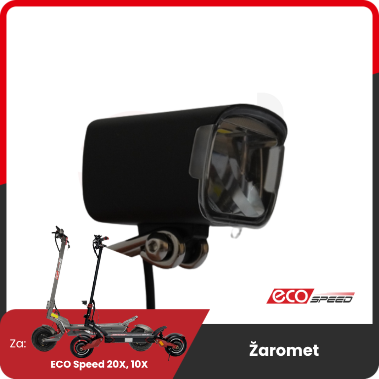 Headlight for ECO Speed 10X – front view, black casing