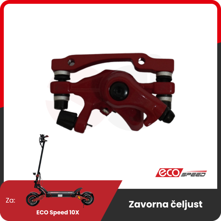 Cable Brake Caliper for ECO Speed 10X – red brake caliper, top view