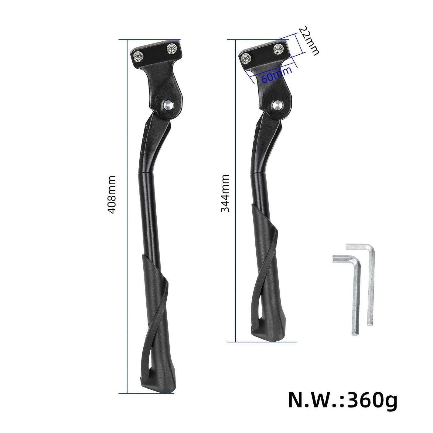 Adjustable kickstand with two openings (24-29 inches) for Engwe electric bike