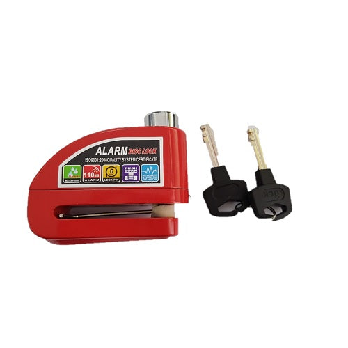Disc Lock with Alarm – red disc lock with two keys