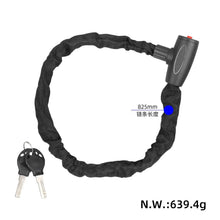 Anti-Theft Chain Lock with Key for Electric Scooter or Bike – dimensions infographic of chain lock