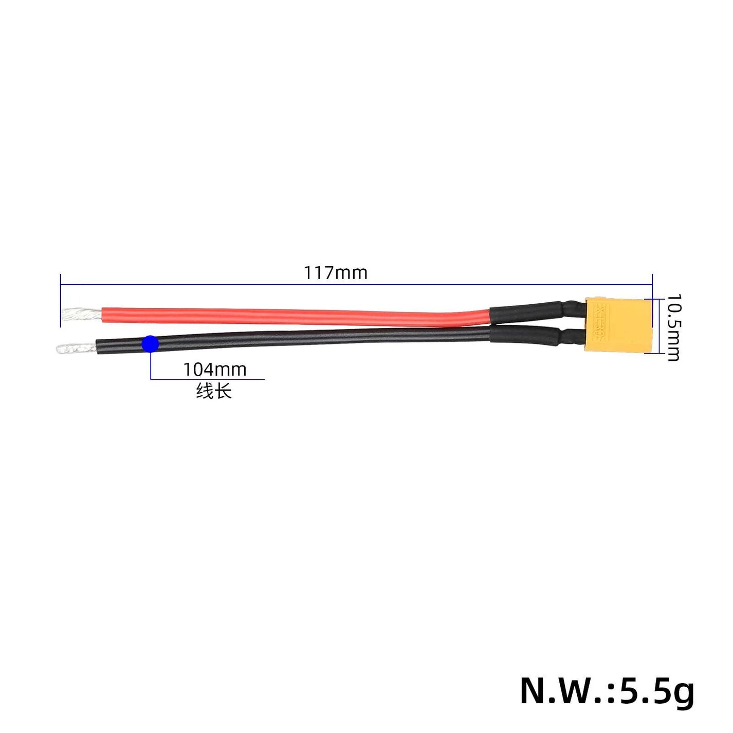 Battery Cable with XT30 Male Plug, 14 AWG – 2/6