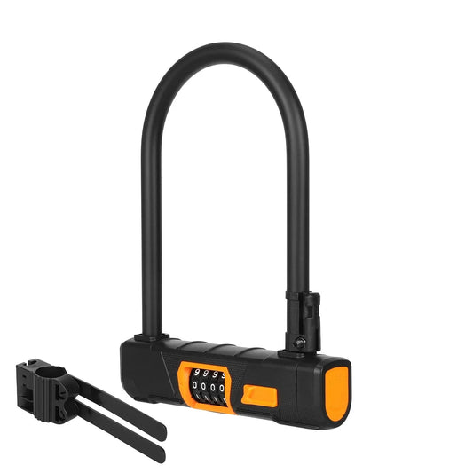 Black U-lock with numerical combination for electric bicycle or scooter
