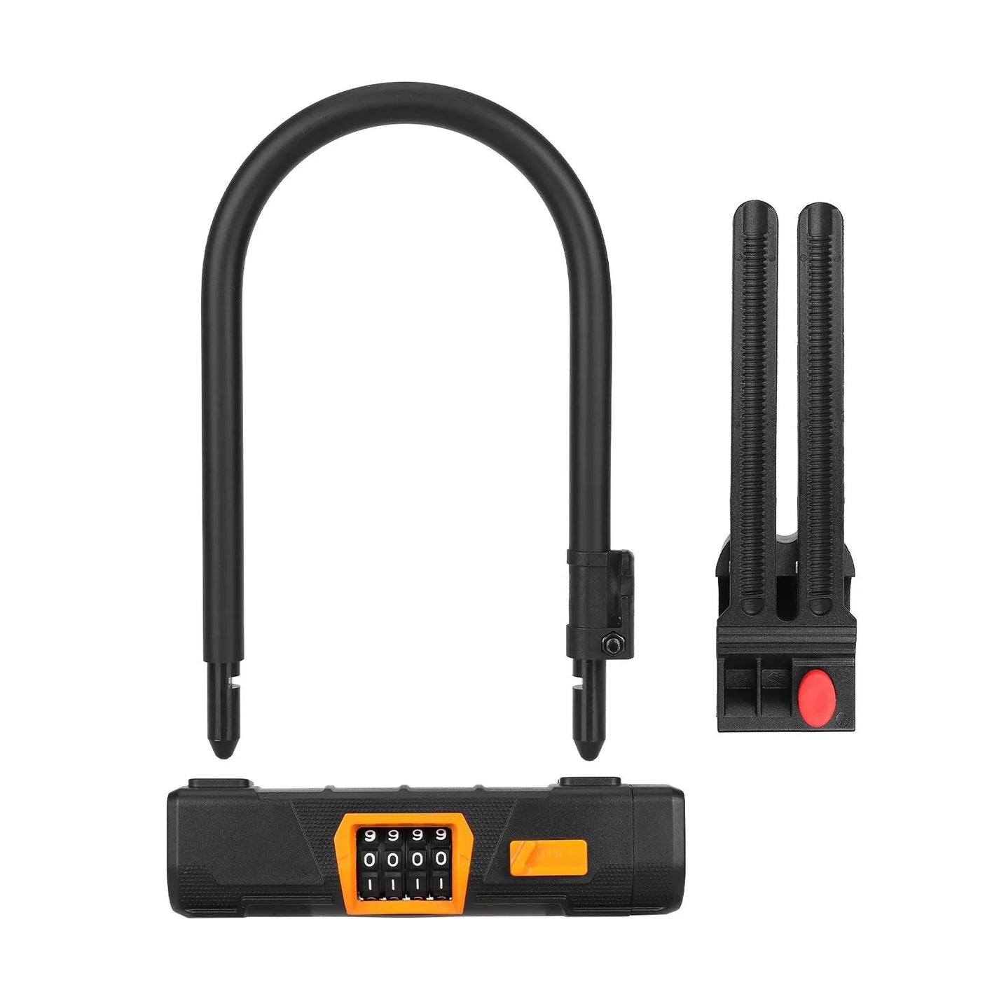 Black U-lock with numerical combination for electric bicycle or scooter