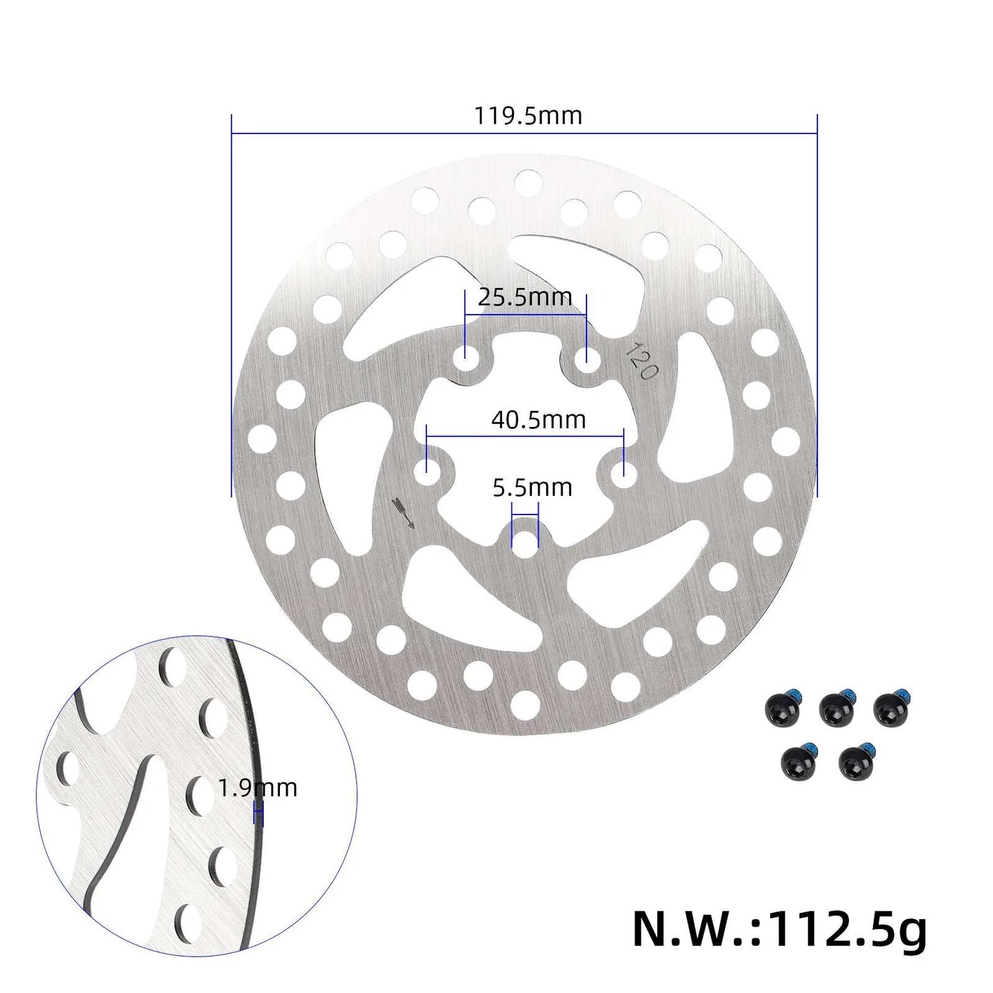 Brake disc 120 mm with 5 holes for Xiaomi M365 Pro electric scooter