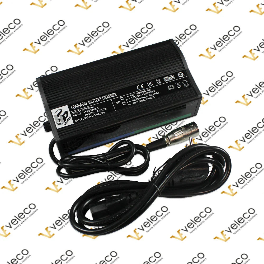 24V Charger for Veleco Jumpy Veleco Looper and Veleco Sharpy – black lead-acid battery charger