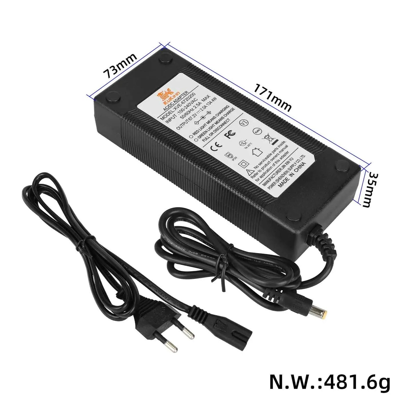 Charger for Kukirin G4 67.2V 2.0A DC2.1