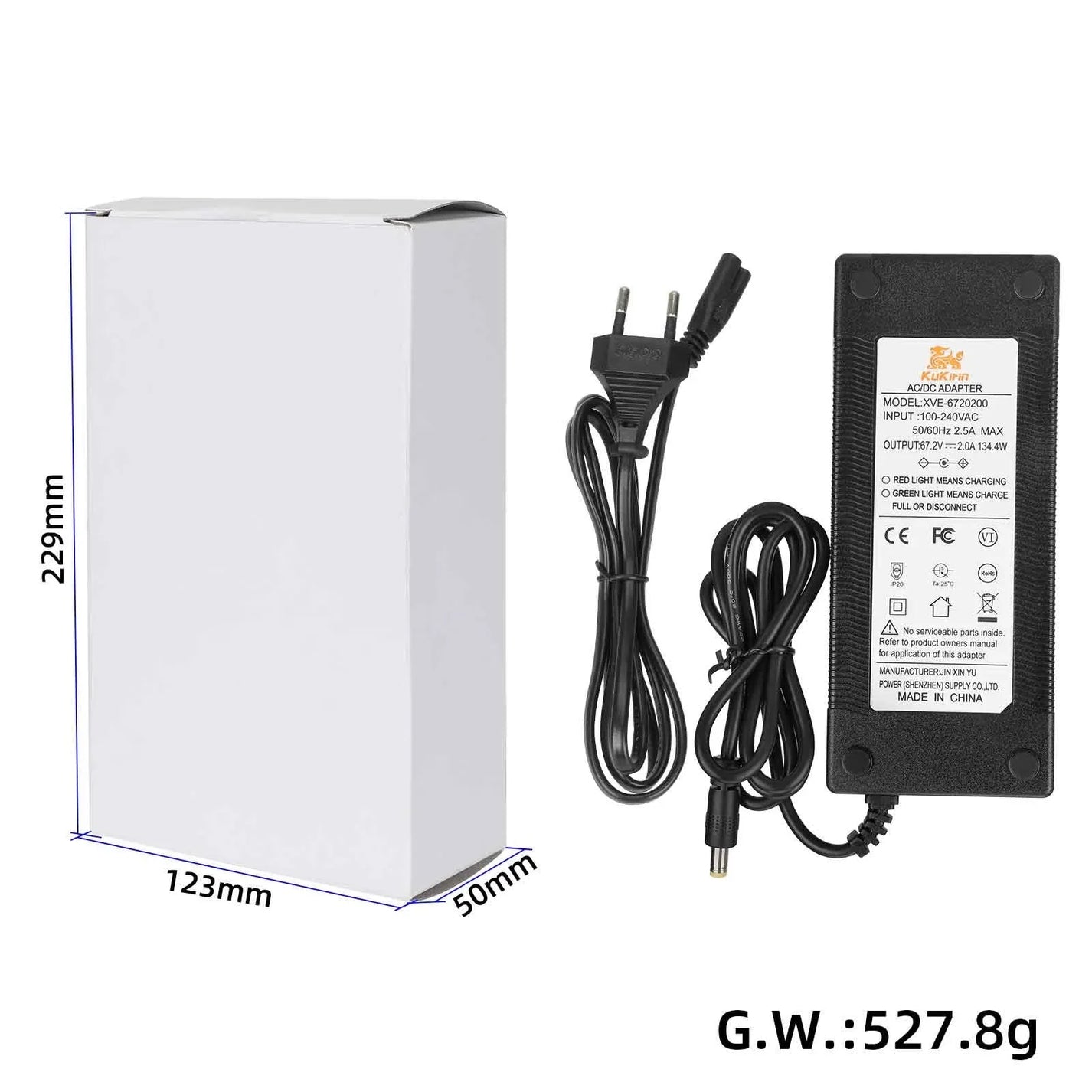 Charger for Kukirin G4 67.2V 2.0A DC2.1