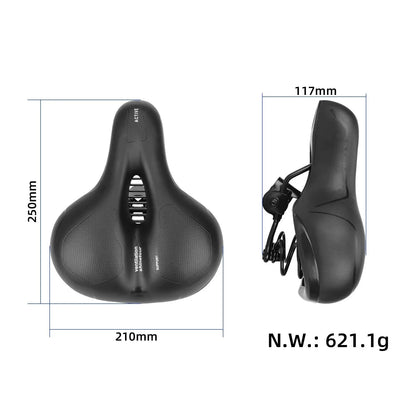 Comfortable bicycle saddle with reflective stickers