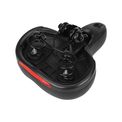 Comfortable bicycle saddle with reflective stickers