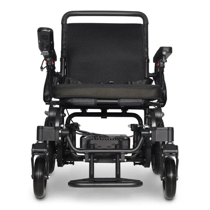 Electric wheelchair ComfyGO Majestic 440 HD Plus – front view, unfolded, showing seat, armrests, and footrest
