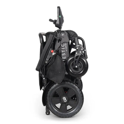 Electric wheelchair ComfyGO Majestic 440 HD Plus – left side view, folded, showing compact form and wheels