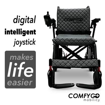 Electric wheelchair ComfyGO X7 – front view of the chair, highlighting the digital intelligent joystick
