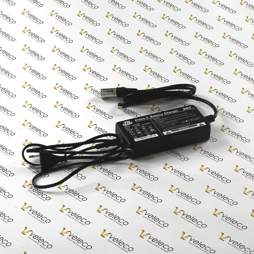 24V Charger for Veleco Cosmo – black charger with cables