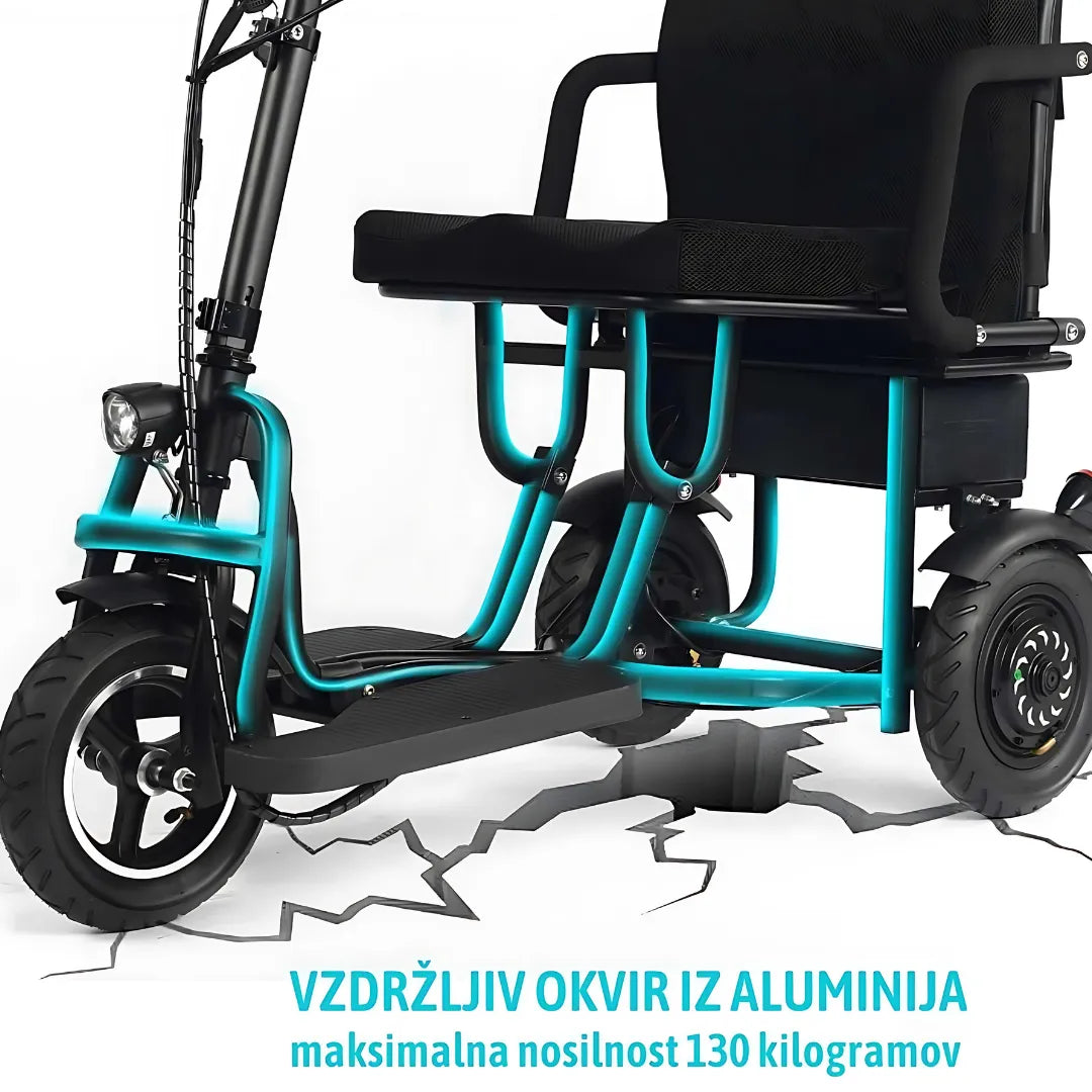 Električni mobilni voziček Smartelektro G3 s trdnim aluminijastim okvirjem in nosilnostjo 130