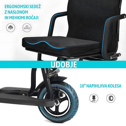 Electric Mobility Scooter Smartelektro G3, features ergonomic seat with backrest, 10-inch inflatable tires.