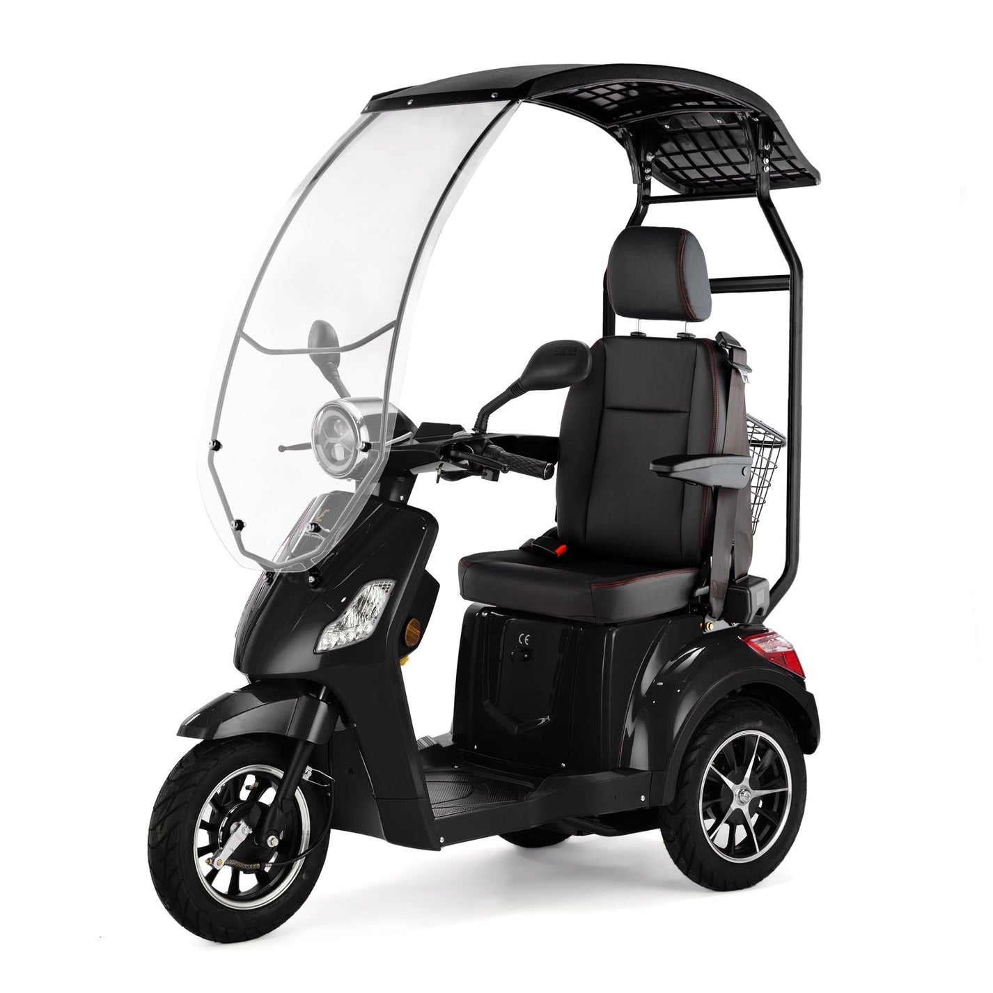 Veleco Draco – black colour variant, canopy, headrest, seatbelt, rear basket