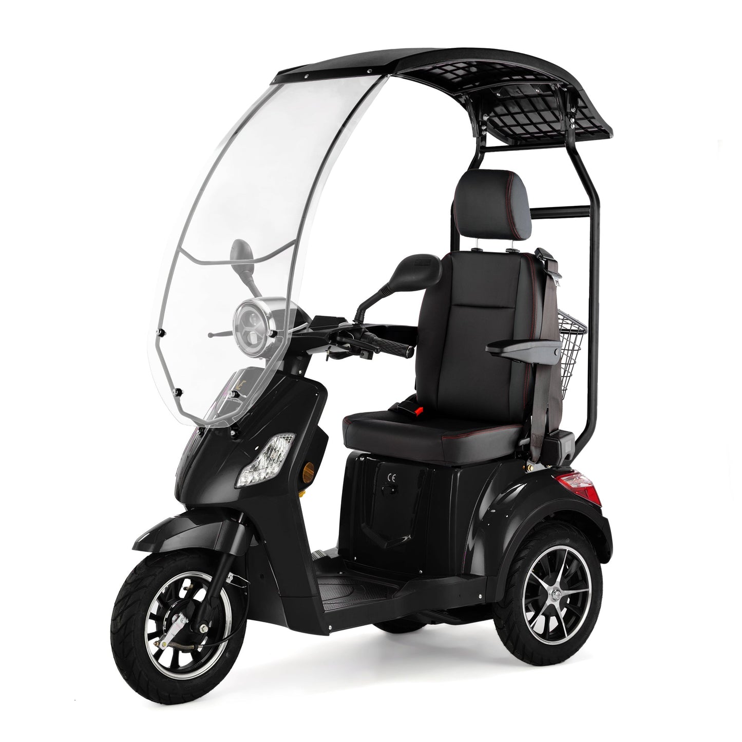 Veleco Draco – black colour variant, canopy, headrest, seatbelt, rear basket