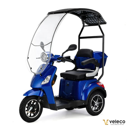 Veleco Draco – blue three-wheel scooter with canopy