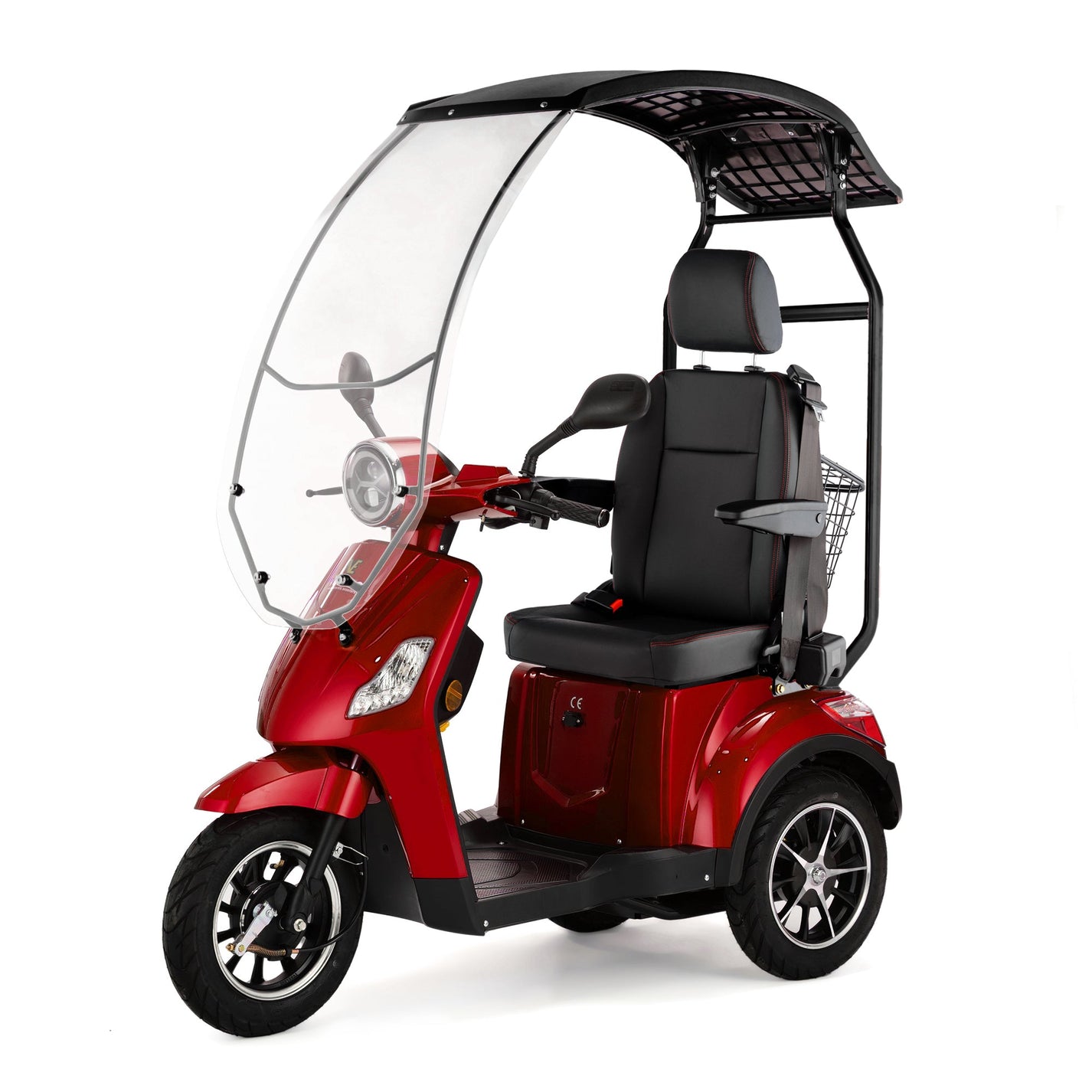 Veleco Draco – red colour variant, canopy, headrest, seatbelt, rear basket