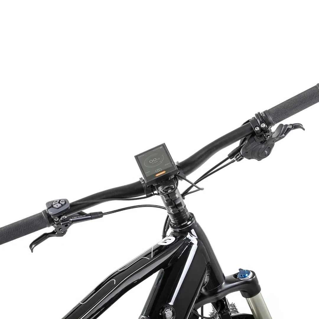 Electric Bike Econic One Cross Country features a sleek black design, adjustable handlebars, and digital display.