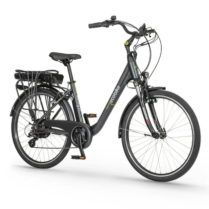 Electric Bike Ecobike Traffic, sleek black design, comfortable seat, sturdy frame, ideal for urban commuting.