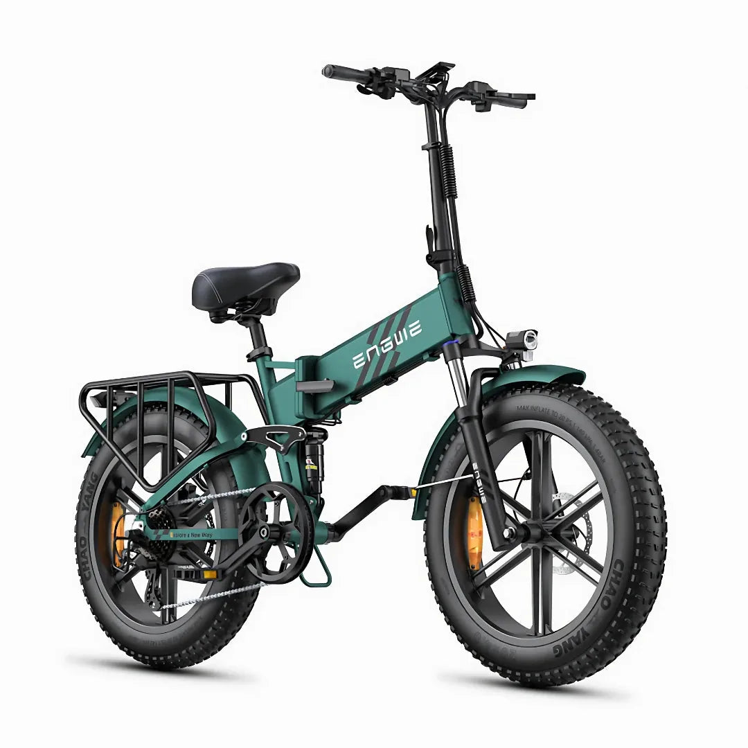 Električni bicikl Engwe Engine Pro 2.0 – pogled sprijeda tri četvrtine, zelena varijanta boje
