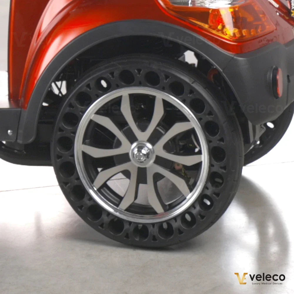 Solid Tire Set for 4 Wheeled Scooters – close-up of honeycomb patterned tire