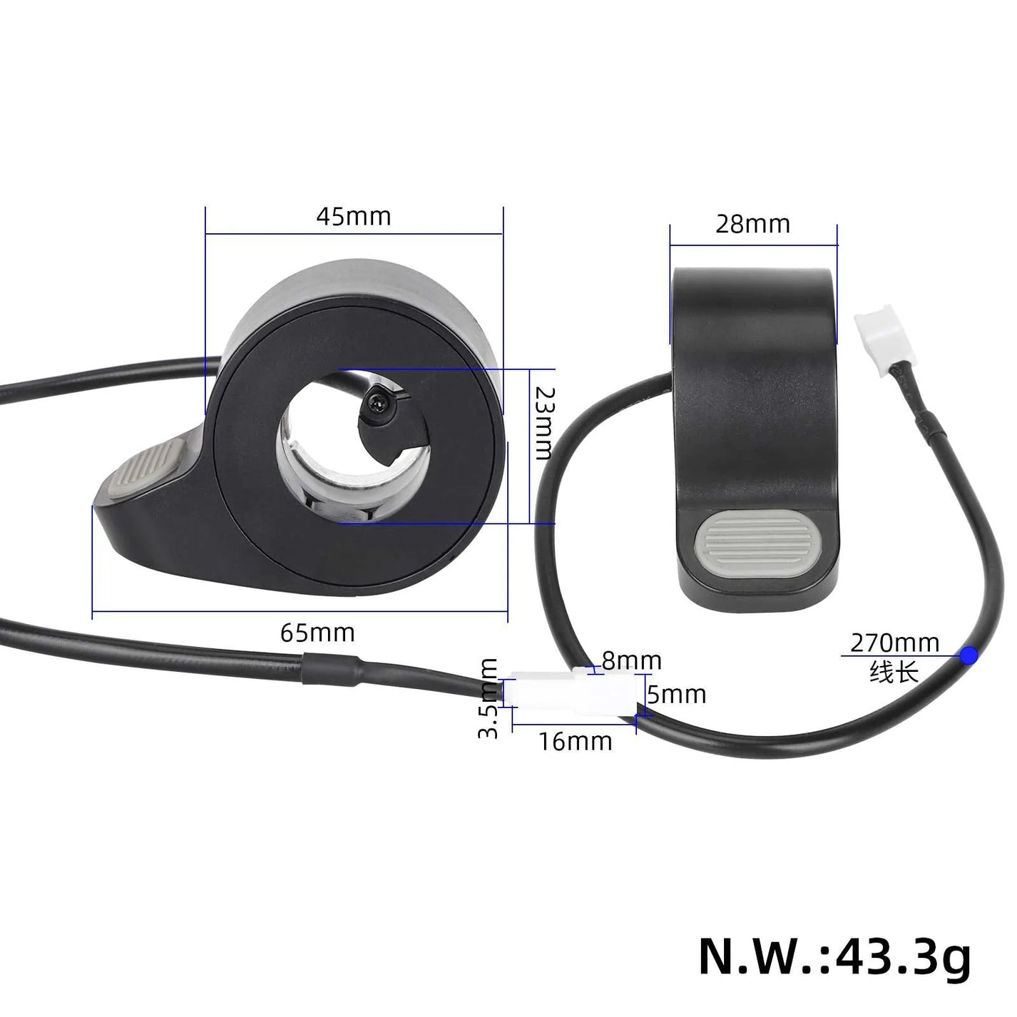 Grey throttle grip for Xiaomi 4 Lite electric scooter
