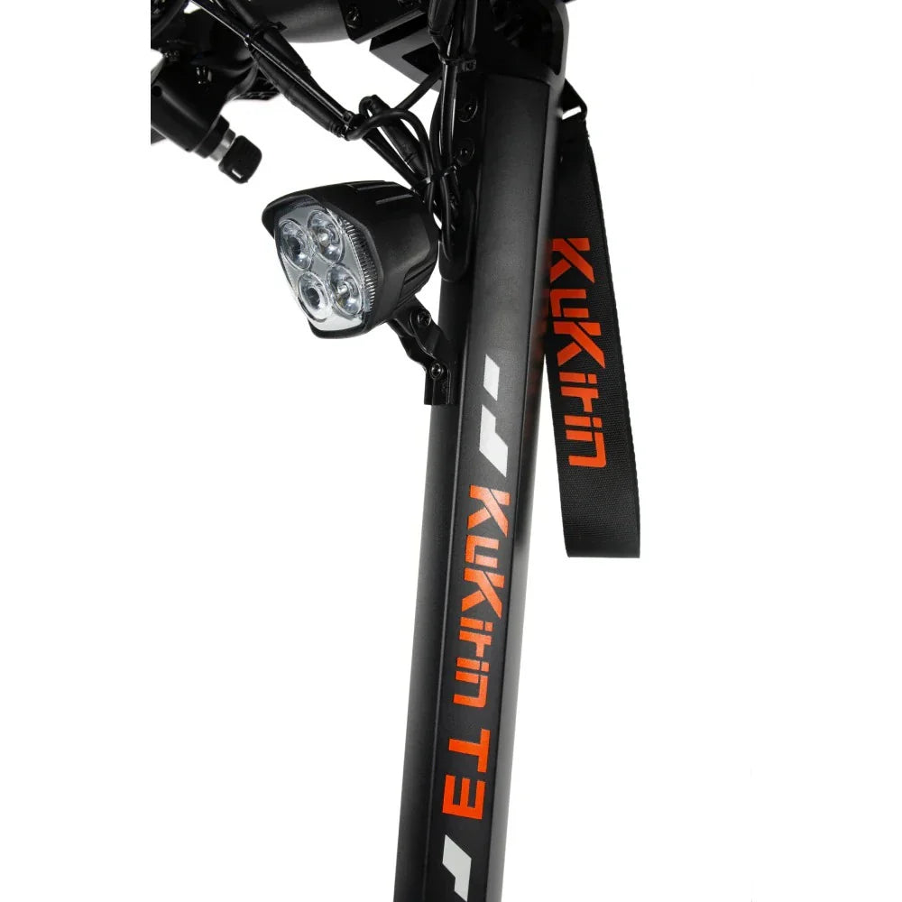 Electric scooter KuKirin T3 – front stem and headlight detail