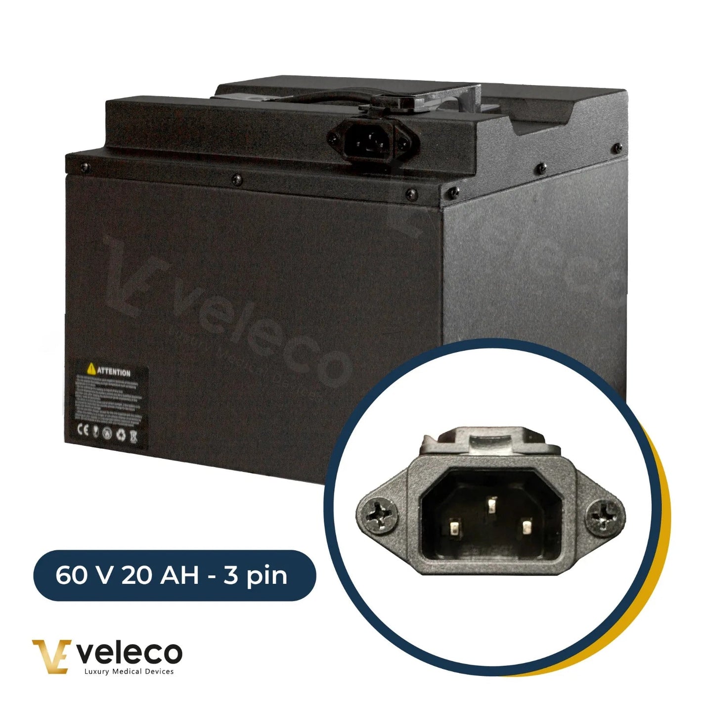 Lithium-ion battery 60V 20AH for Veleco Faster Gravis, 3-pin version