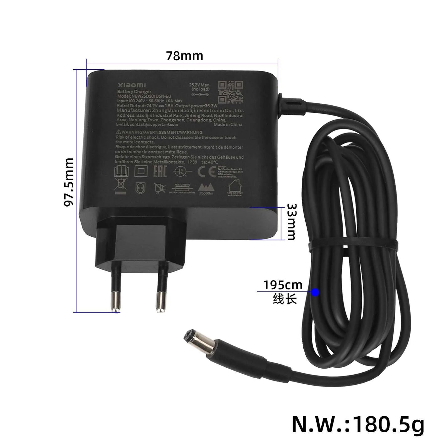 Original 24.2V 1.5A charger for Xiaomi 4 Lite 2nd Gen electric scooter
