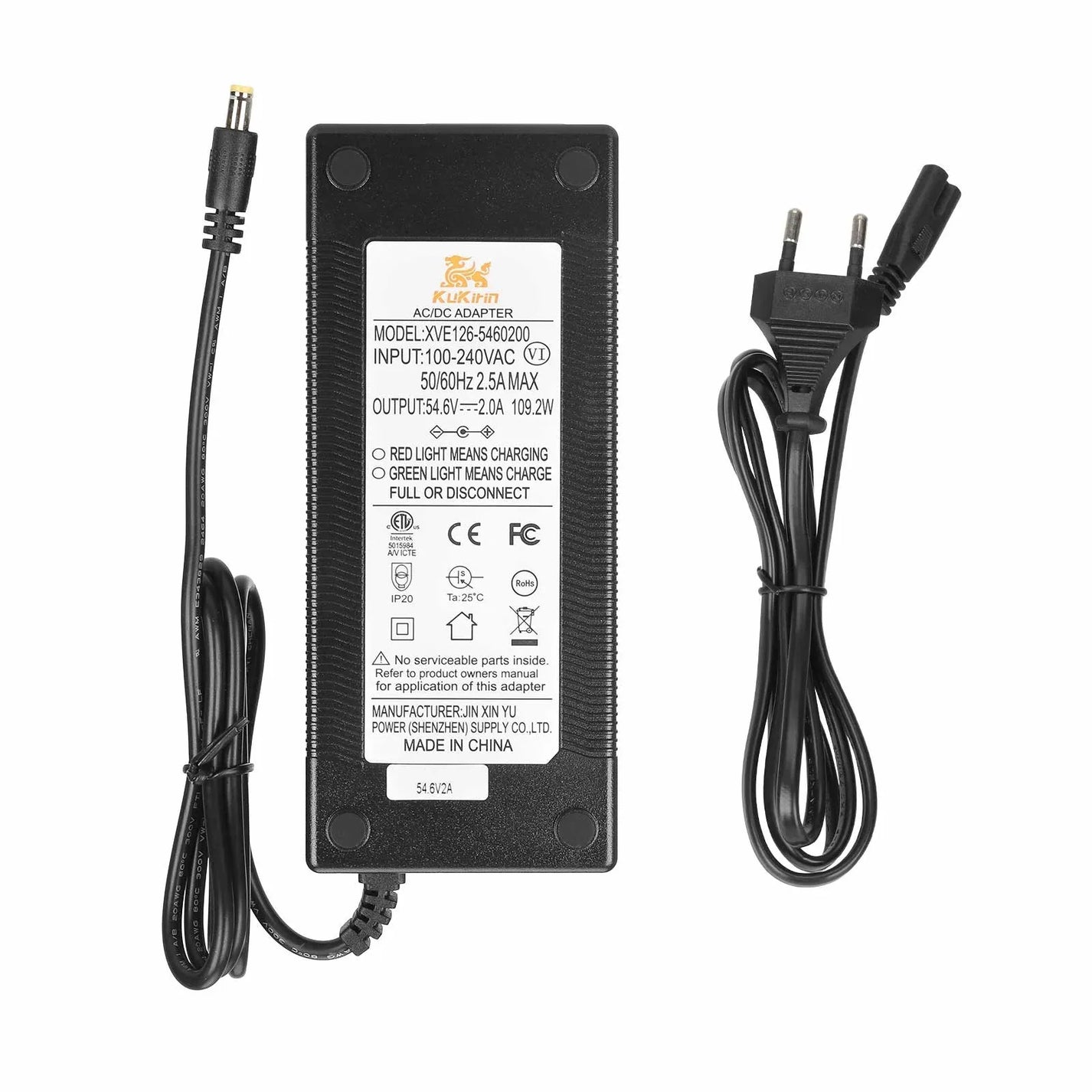 Original charger 54.6V 2A for electric scooter KuKirin G2