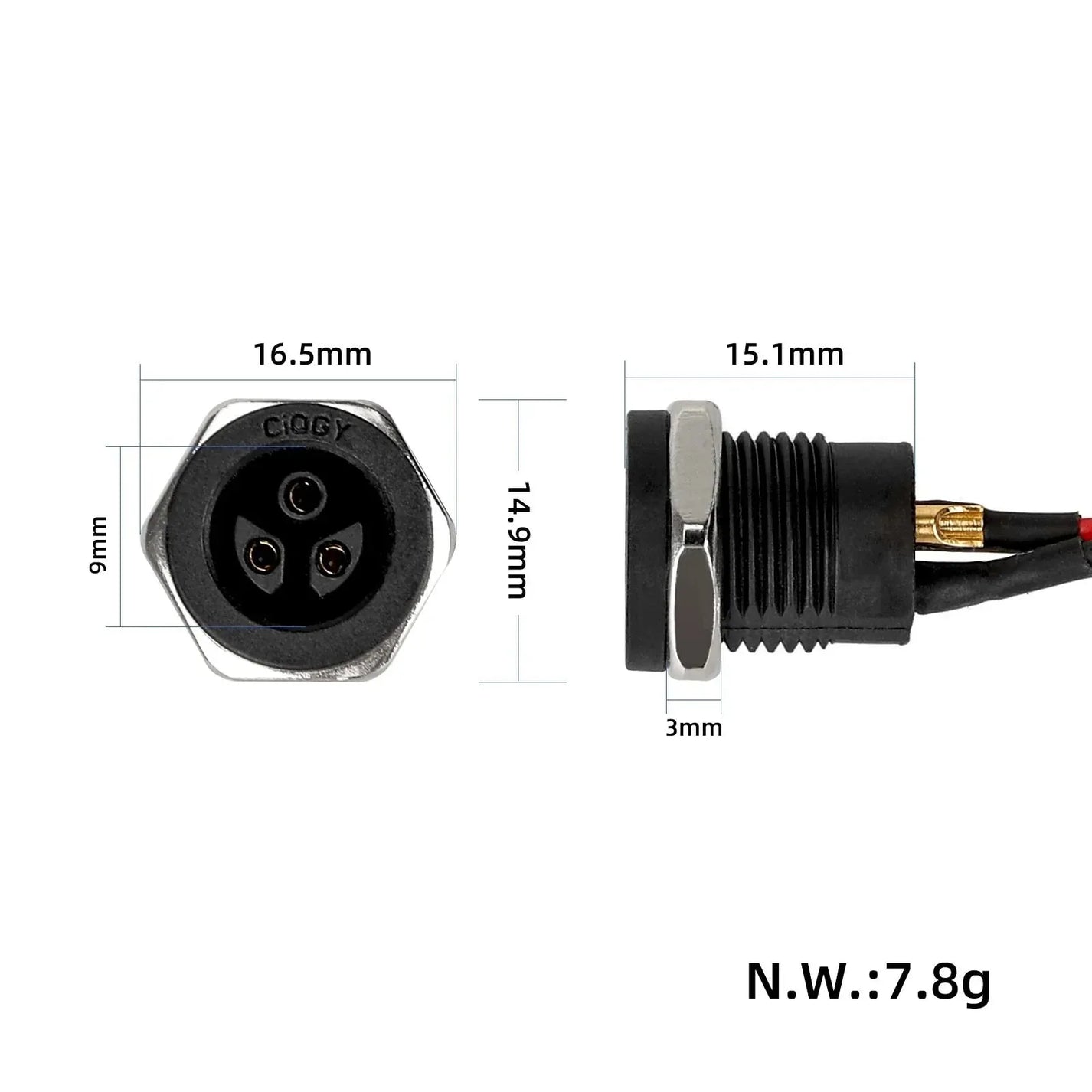 Original charging port with CQ connector for electric scooter KuKirin A1