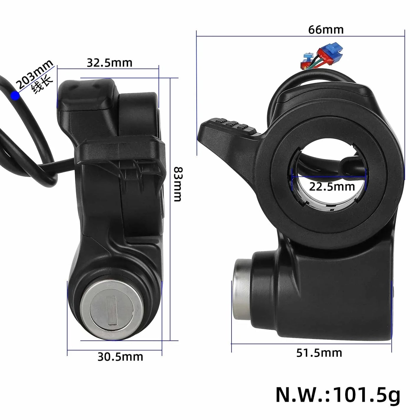 Original throttle with key for KuKirin A1 electric scooter