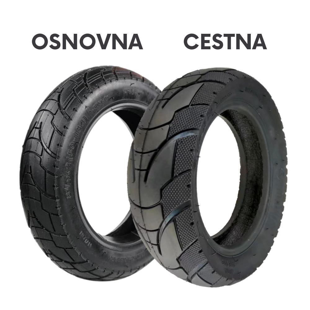 Outer Tires 8.5 x 3 – two road tires, different tread patterns, text labels