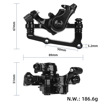 Rear brake caliper for 180 mm disc for electric scooter or bicycle