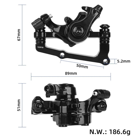 Rear brake caliper for 180 mm disc for electric scooter or bicycle