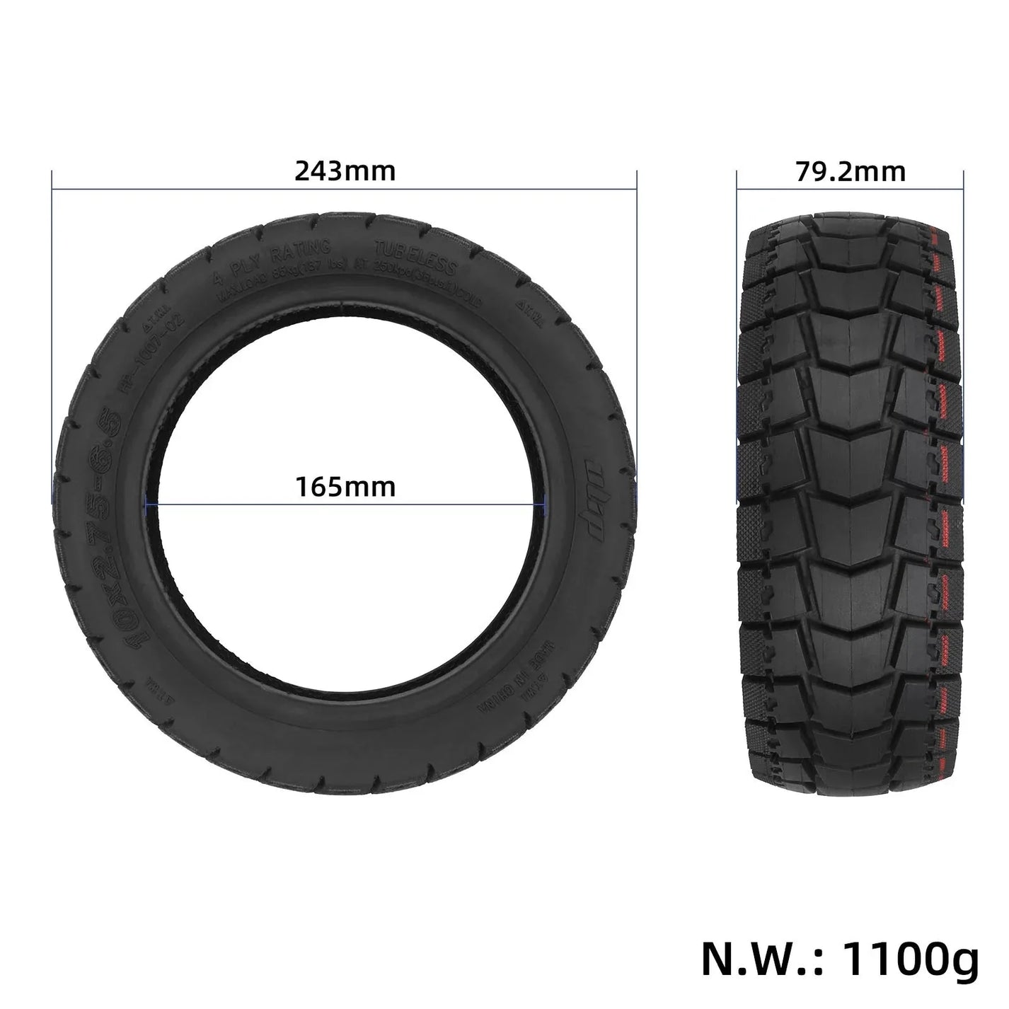 Self-sealing tubeless tire Ulip 10x2.75-6.5 for Dualtron 3 electric scooter
