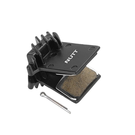 Semi-metallic brake pads with cooling fins for NUTT hydraulic brakes