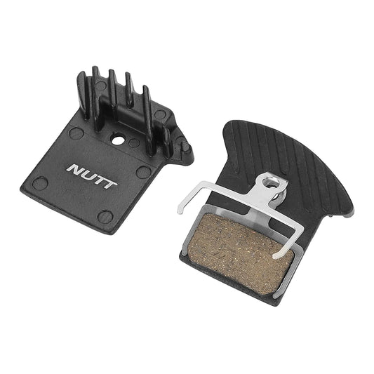 Semi-metallic brake pads with cooling fins for NUTT hydraulic brakes
