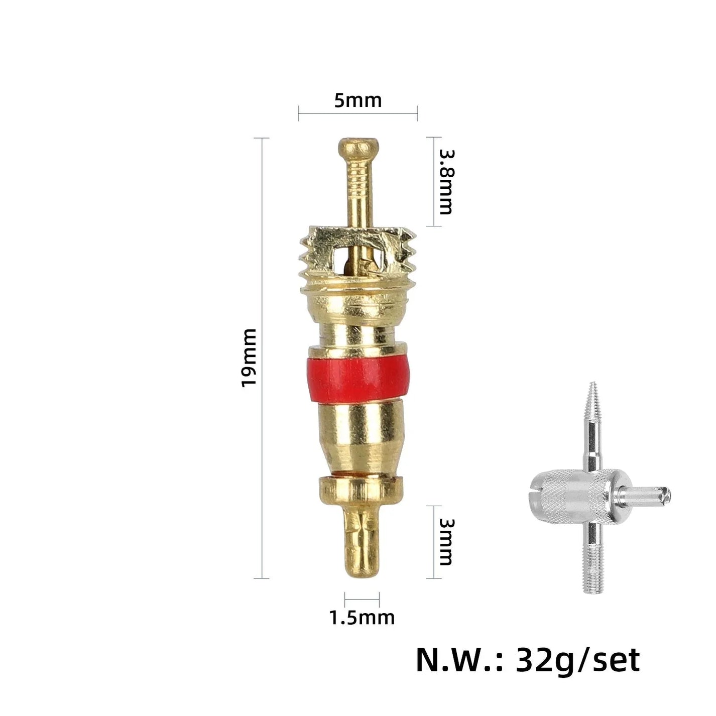 Set of 20 valve cores with tool for electric scooter, bike or motorcycle