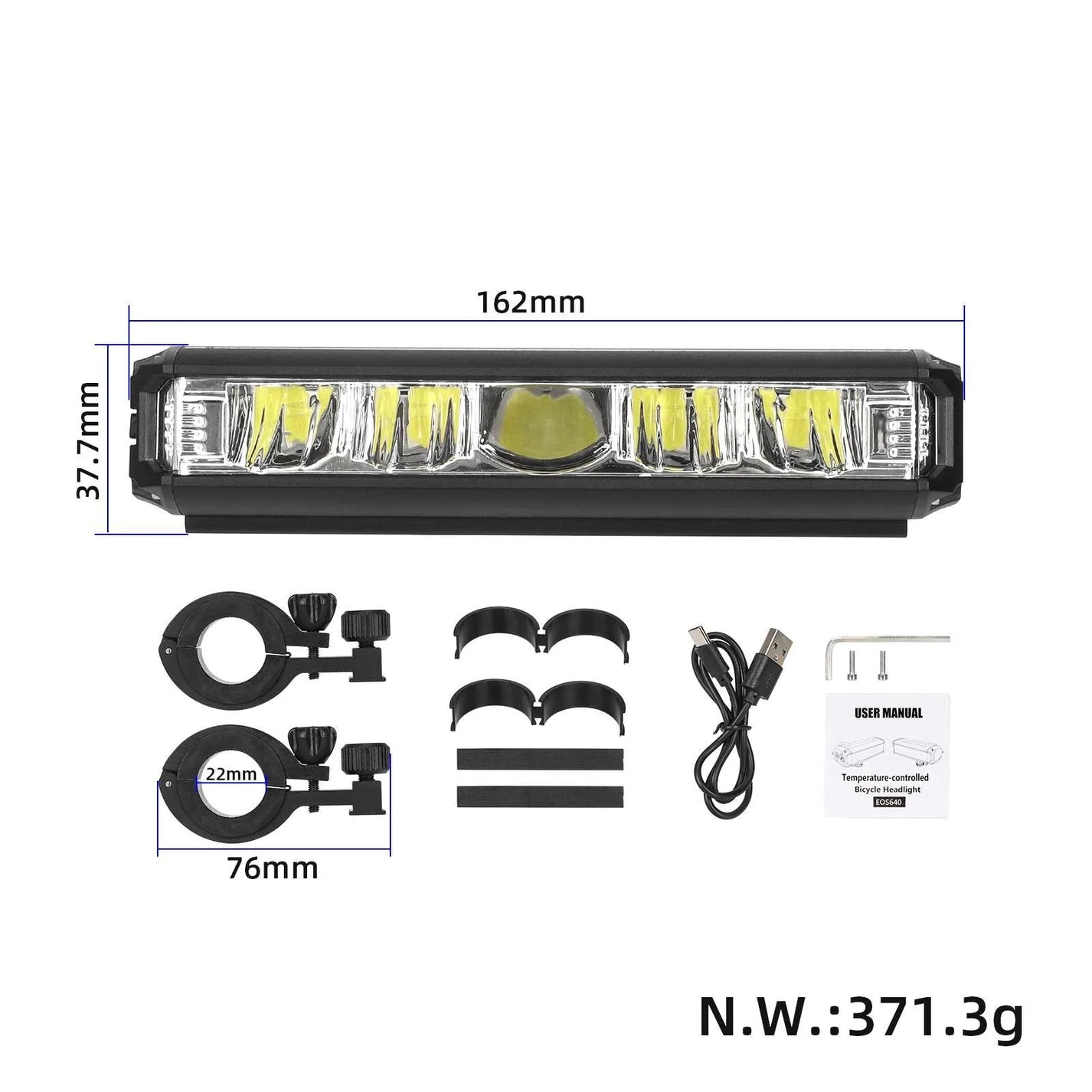 Set of smart front and rear bike lights 8000 mAh