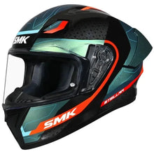 SMK Stellar Sport Flight integraalhelm GL257C – zwart/blauw/oranje – driekwart vooraanzicht, zwart blauw oranje