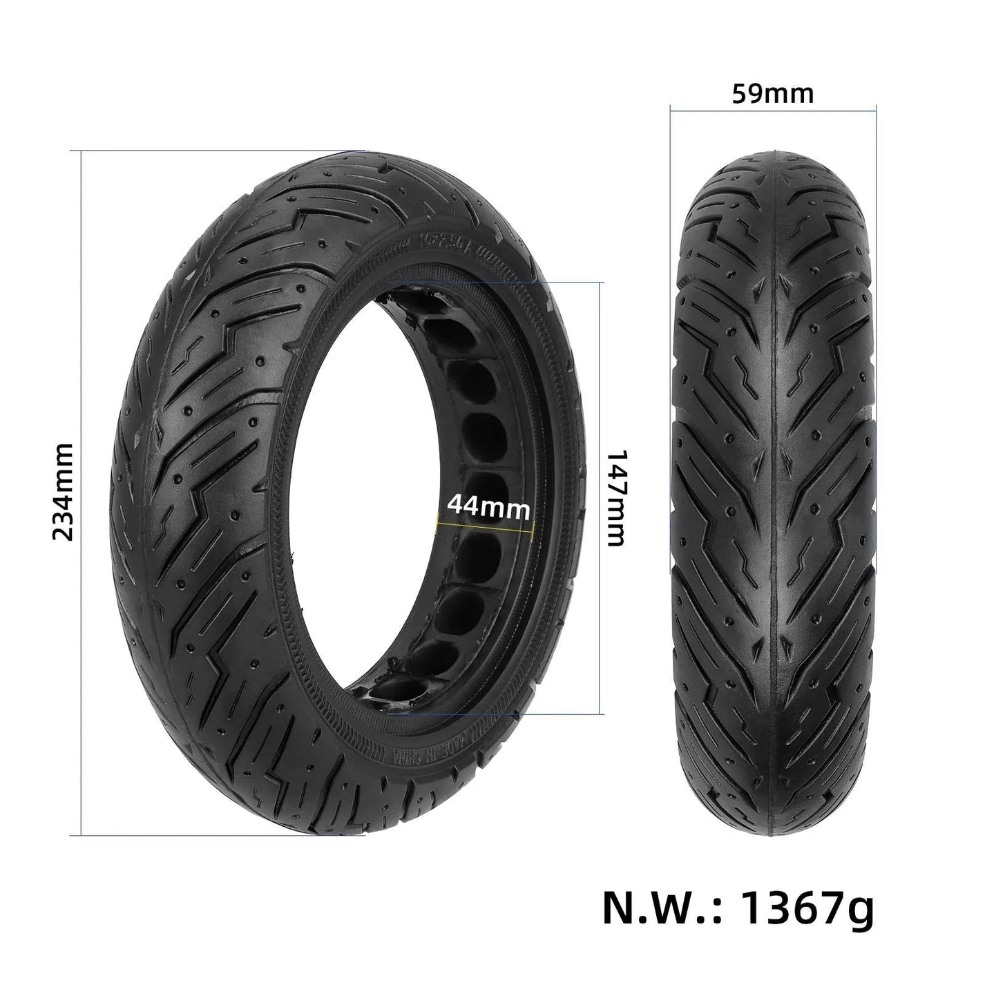 Solid scooter tire 10 x 2.5 (60/75-6.5)