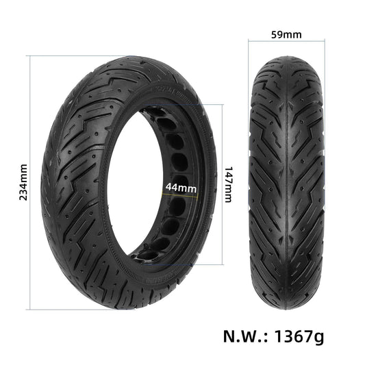 Solid Scooter Outer Tire 10 x 2.5 (60/75-6.5) – dimensions and weight infographic, solid tire
